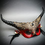 Black & Gold Venetian Jester Mask & Red & Black Horned Devil Eye Mask Couple Mask Set