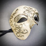 Silver Phantom Half Face Mask & Purple & Yellow Glitter Feather Eye Mask Couple Mask Set