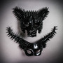 Black Spiked Animal Wolf & Long Horned Demon Halloween Couple Mask Set