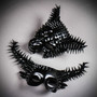 Black Spiked Animal Wolf & Long Horned Demon Halloween Couple Mask Set
