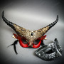 Black & Silver Venetian Steampunk Mask & Red & Black Horned Devil Eye Mask Couple Mask Set