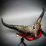 Black & Silver Venetian Steampunk Mask & Red & Black Horned Devil Eye Mask Couple Mask Set