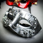 Black & Silver Venetian Steampunk Mask & Red & Black Horned Devil Eye Mask Couple Mask Set