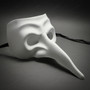 White Long Nose Bird Craft Mardi Gras Masquerade Venetian Haft Mask Zanni Style