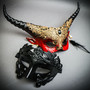 Masquerade Mask & Red & Black Horned Devil Eye Mask Couple Mask Set