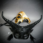 White & Gold Venetian Phantom Mask & Masquerade Mask Couple Mask Set