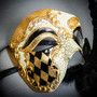 White & Gold Venetian Phantom Mask & Masquerade Mask Couple Mask Set