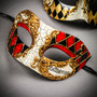 Gold Venetian Harlequin Half Face Eye Mask Couple Masquerade Set