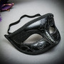 Purple Elegant Horned Eye Mask & Black Glitter Half Face Mask Couple Masquerade Set