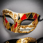 Black Gold Venetian Phantom Mask & Gold Black Venetian Eye Mask Couple Mask Set