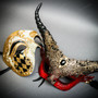 White & Gold Venetian Phantom Mask & Red & Black Horned Devil Eye Mask Couple Mask Set