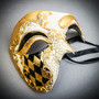 White & Gold Venetian Phantom Mask & Red & Black Horned Devil Eye Mask Couple Mask Set