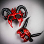 Bloody Red Krampus Ram Horn Demon Devil Mask Couple Masquerade Set