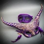 Elegant Purple Horn Mask & Glitter Half Face Venetian Ball Masquerade Couple Mask Set