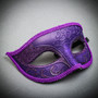 Elegant Purple Horn Mask & Glitter Half Face Venetian Ball Masquerade Couple Mask Set