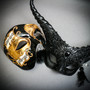 Black & Gold Venetian Bauta Mask & Masquerade Mask Couple Mask Set