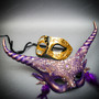 Black Gold Venetian Eye Mask & Black Purple Horned Devil Eye Mask Couple Mask Set