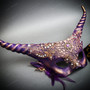 Black Gold Venetian Eye Mask & Black Purple Horned Devil Eye Mask Couple Mask Set