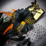 Silver Phantom Venetian Half Face Mask & Gold Black Feather Venetian Eye Mask Couple Masquerade Set