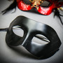 Red Gold Horned Devil Eye Mask & Black Half Face Masquerade Mask Couple Mask Set
