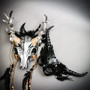 Silver Pagan Skull Antler Horns Mask & Black Dragon Scales Devil Eye Horn Mask Couple Mask Set