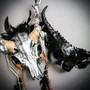 Silver Pagan Skull Antler Horns Mask & Black Dragon Scales Devil Eye Horn Mask Couple Mask Set