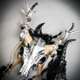 Silver Pagan Skull Antler Horns Mask & Black Dragon Scales Devil Eye Horn Mask Couple Mask Set