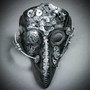 Masquerade Mask & Black & Silver Steampunk Skull Mask Couple Mask Set