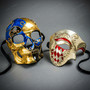 Red Silver Phantom and Blue Gold Dead of The Dead Skull Masquerade Mask Couple Mask
