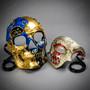 Red Silver Phantom and Blue Gold Dead of The Dead Skull Masquerade Mask Couple Mask