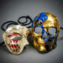 Red Silver Phantom and Blue Gold Dead of The Dead Skull Masquerade Mask Couple Mask