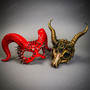 Red Steampunk Spikes Ram Horns and Medusa Long Horns Masquerade Costume Party Masks for Couple