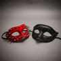 Red Steampunk Spike Mask & Black Glitter Half Face Ball Masquerade Couple Mask Set