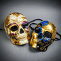 Day of The Dead Skull Masquerade Mask Gold Purple Blue Masquerade Couple Party Costume Masks