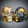 Day of The Dead Skull Masquerade Mask Gold Purple Blue Masquerade Couple Party Costume Masks