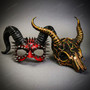 Horned Masquerade Mask Set - Spiked Ram Demon & Snake Forest Skull Mask
