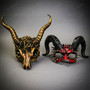 Horned Masquerade Mask Set - Spiked Ram Demon & Snake Forest Skull Mask