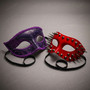 Red Steampunk Spike Mask & Purple Glitter Half Face Ball Masquerade Couple Mask Set