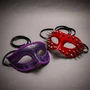 Red Steampunk Spike Mask & Purple Glitter Half Face Ball Masquerade Couple Mask Set
