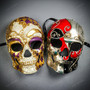 Day of The Dead Skull Masquerade Mask Gold Purple Red Masquerade Couple Party Costume Masks