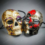 Day of The Dead Skull Masquerade Mask Gold Purple Red Masquerade Couple Party Costume Masks