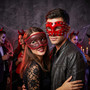 Red Steampunk Spike Mask & Red Glitter Half Face Ball Masquerade Couple Mask Set