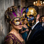 Venetian Masquerade Masks Jester with Bells and Skull Day of the Dead Couple Masquerade -Blue Gold Purple