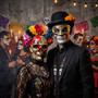 Red Silver Skull Day of The Dead and Venetian Silver Eye Mask For Couple