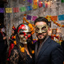 Red Silver Skull Day of The Dead and Venetian Silver Eye Mask For Couple