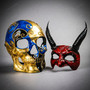 Day of the Dead Masquerade Masks and Red Devil Horn Mask For Masquerade Couple's Masks