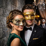 Gold and Black Harlequin Venetian Masquerade Costume Mask For Couple