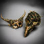 Gold Green Medusa Snake Curved Nose Horns Masquerade Couple's Party Masks