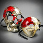 Red and Silver Phantom and Dead of The Dead Skull Masquerade Mask Couple Mask