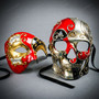 Red Gold Phantom Masquerade Mask and Black Silver Skull Masquerade